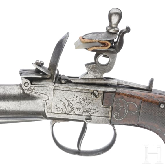 Steinschlossterzerol mit Springbajonett, Belgien, um 1810