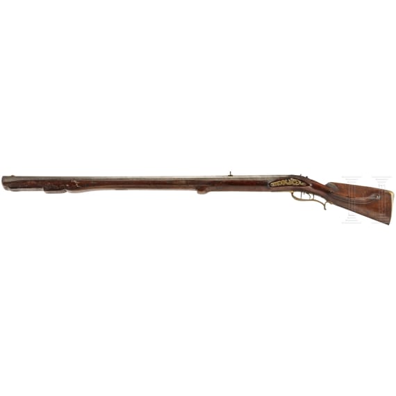 A heavy German percussion target rifle, circa 1780
