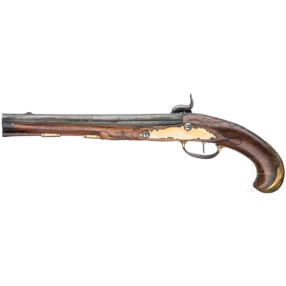 A German percussion pistol, circa 1780