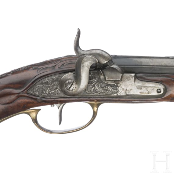 A German percussion pistol, circa 1780