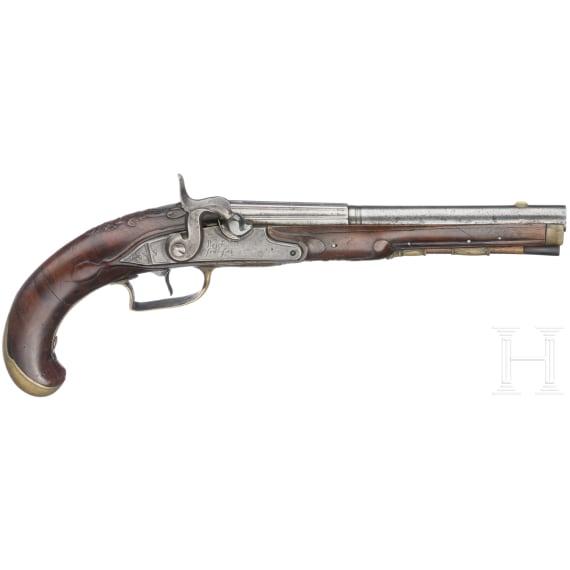 A German percussion pistol by Weigand in Frankfurt/Main, circa 1780