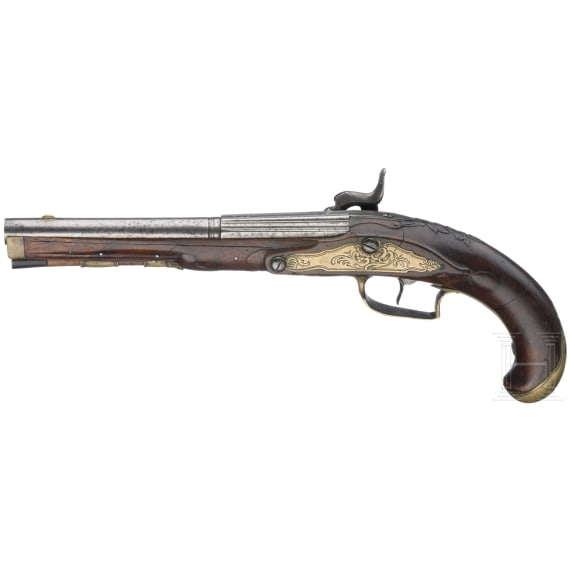 A German percussion pistol by Weigand in Frankfurt/Main, circa 1780