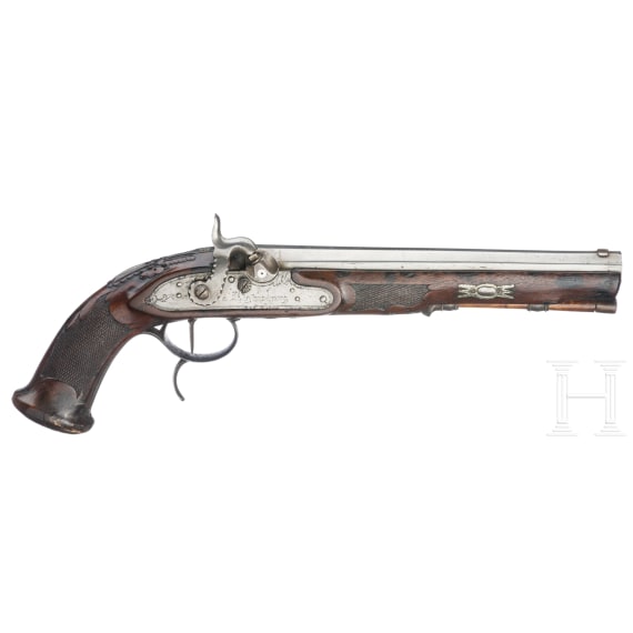 A percussion pistol, Adam Kuchenreuter, Regensburg, circa 1800