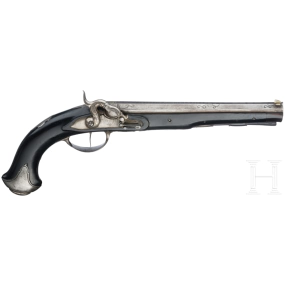 A cased pair of German percussion pistols by Johann Christoph Kuchenreuter in Steinweg near Regensburg, circa 1810