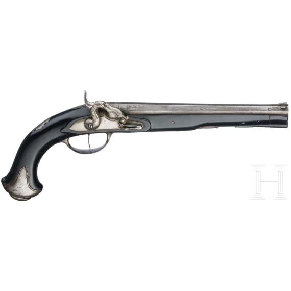 A cased pair of German percussion pistols by Johann Christoph Kuchenreuter in Steinweg near Regensburg, circa 1810