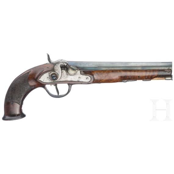 A German percussion pistol, circa 1810