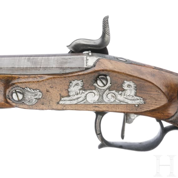 A percussion pistol, Liege, circa 1810