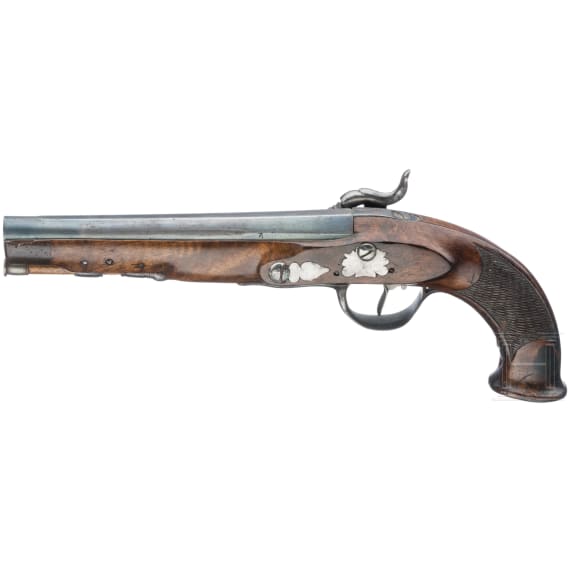 A German percussion pistol, circa 1810