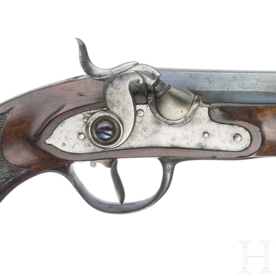 A German percussion pistol, circa 1810