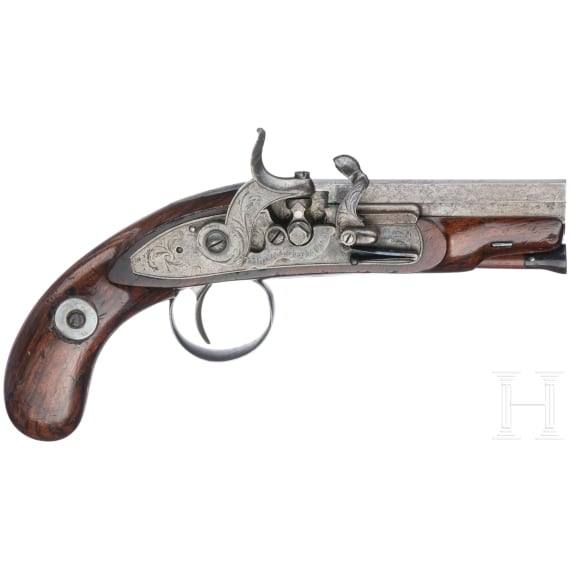 An English percussion pistol with chemical primer by Westley Richards, circa 1810