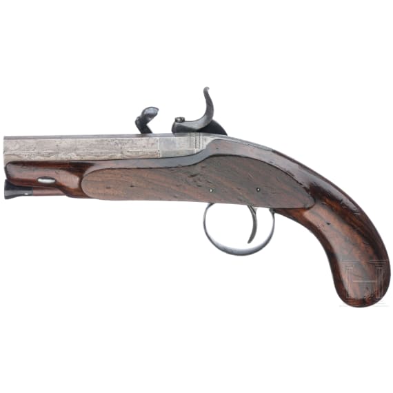 An English percussion pistol with chemical primer by Westley Richards, circa 1810