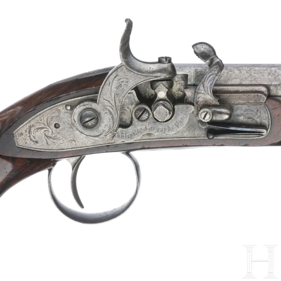 An English percussion pistol with chemical primer by Westley Richards, circa 1810