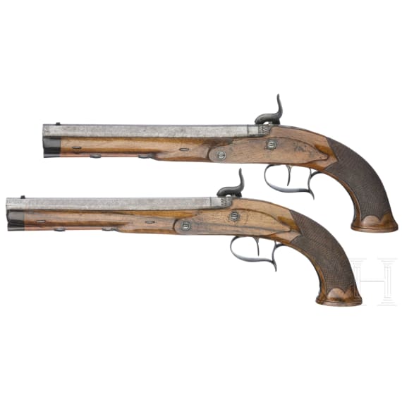 A pair of percussion pistols by Crause in Herzberg, Germany, ca. 1810