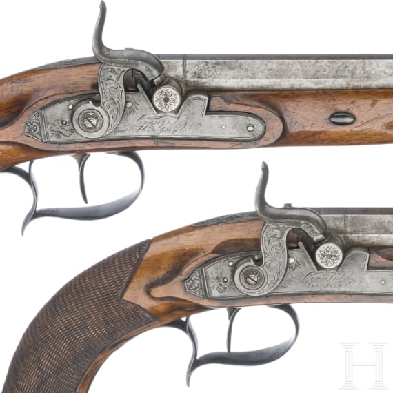 A pair of percussion pistols by Crause in Herzberg, Germany, ca. 1810
