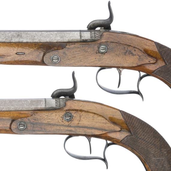 A pair of percussion pistols by Crause in Herzberg, Germany, ca. 1810