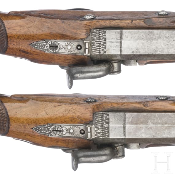 A pair of percussion pistols by Crause in Herzberg, Germany, ca. 1810
