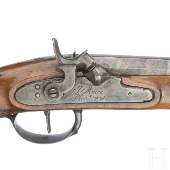 A pair of French percussion pistols, J. Maire, Plombieres, circa 1820