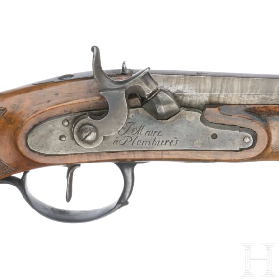 A pair of French percussion pistols, J. Maire, Plombieres, circa 1820