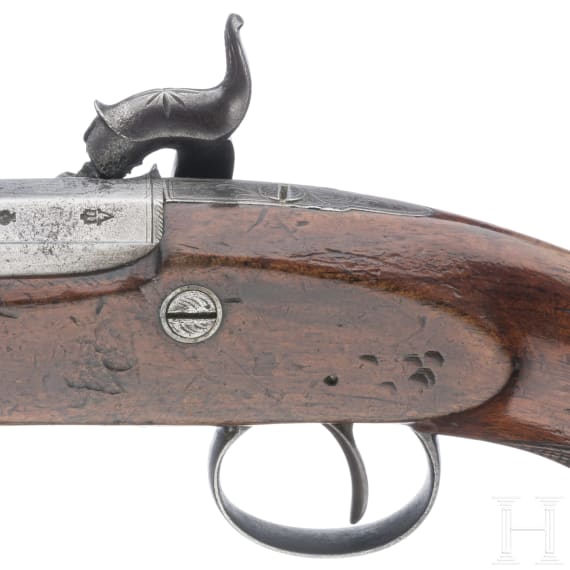 An pocket percussion pistol by W. Parker, London, ca. 1830