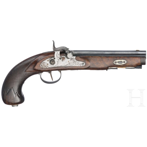 A German percussion pistol by F. Jung und S&ouml;hne in Suhl, circa 1830