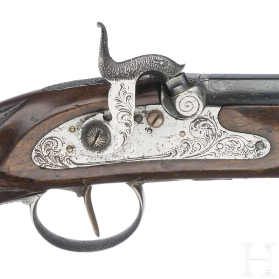 A German percussion pistol by F. Jung und S&ouml;hne in Suhl, circa 1830