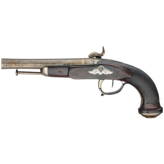 A pair of percussion pistols, Li&egrave;ge, circa 1830