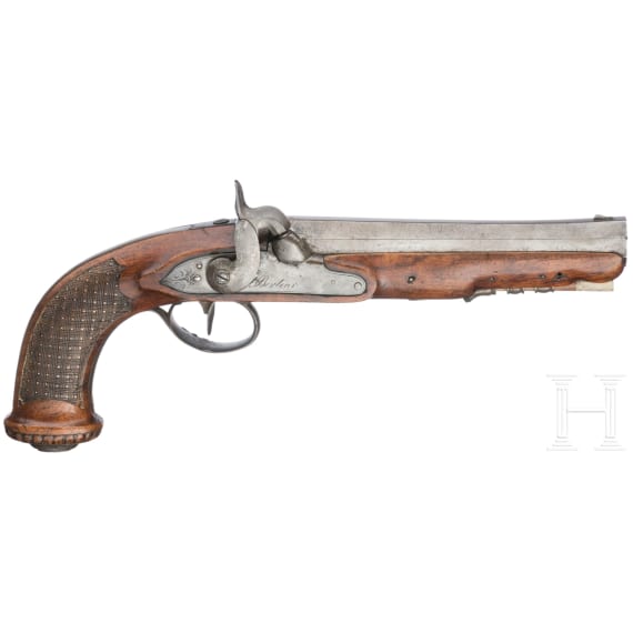 A percussion pistol, G. Berleur, Li&egrave;ge, circa 1830