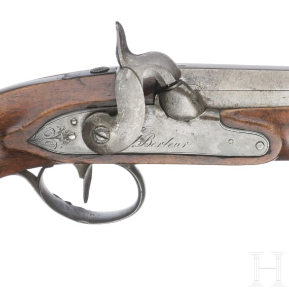 A percussion pistol, G. Berleur, Li&egrave;ge, circa 1830