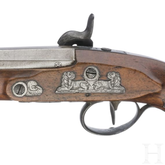 A percussion pistol, G. Berleur, Li&egrave;ge, circa 1830
