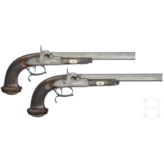 A pair of percussion pistols, Johann Adam Kuchenreuter, Regensburg, circa 1840