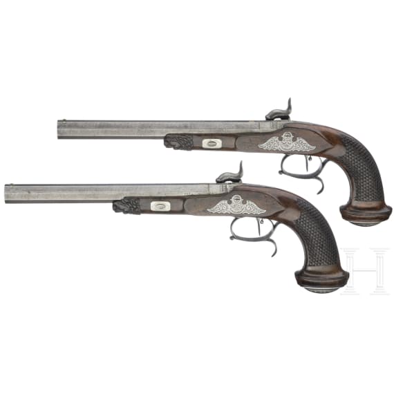 A pair of percussion pistols, Johann Adam Kuchenreuter, Regensburg, circa 1840