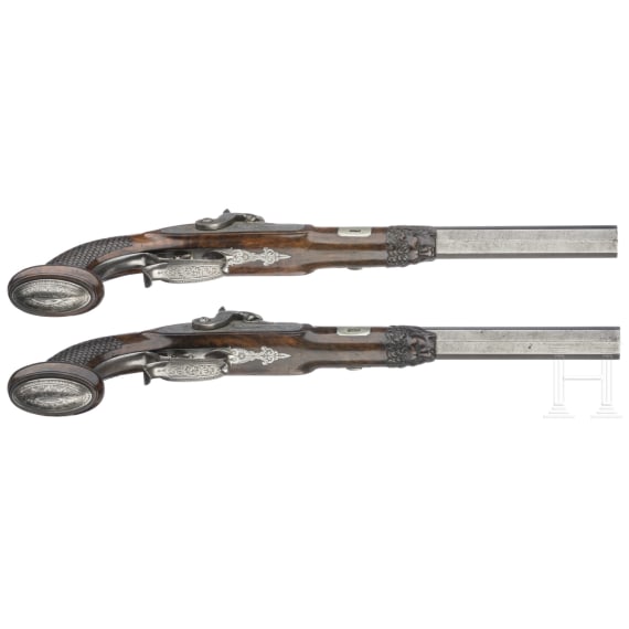 A pair of percussion pistols, Johann Adam Kuchenreuter, Regensburg, circa 1840
