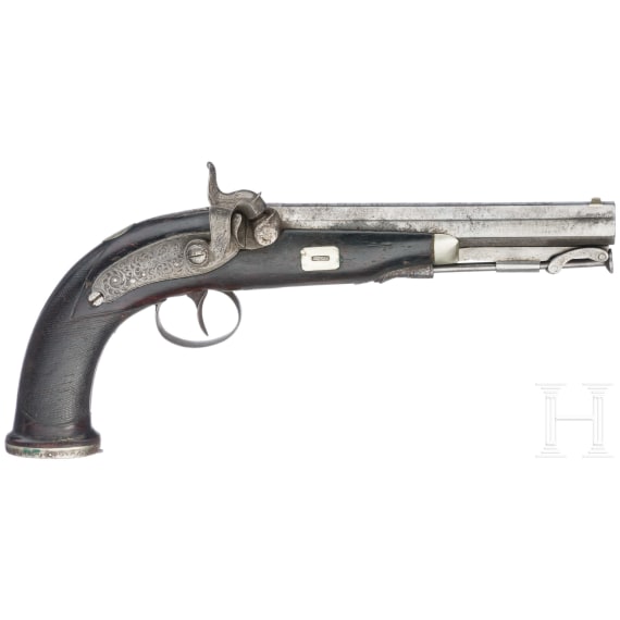 An English percussion pistol, circa 1840
