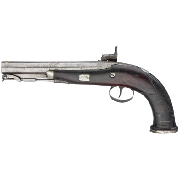 An English percussion pistol, circa 1840