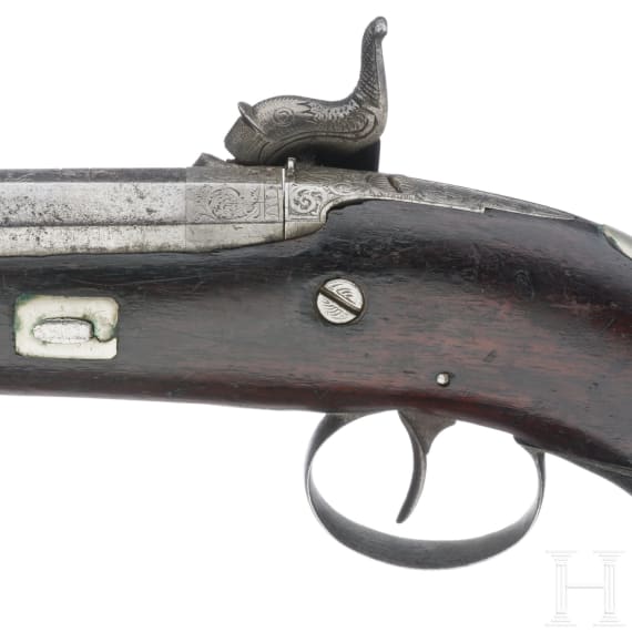 An English percussion pistol, circa 1840
