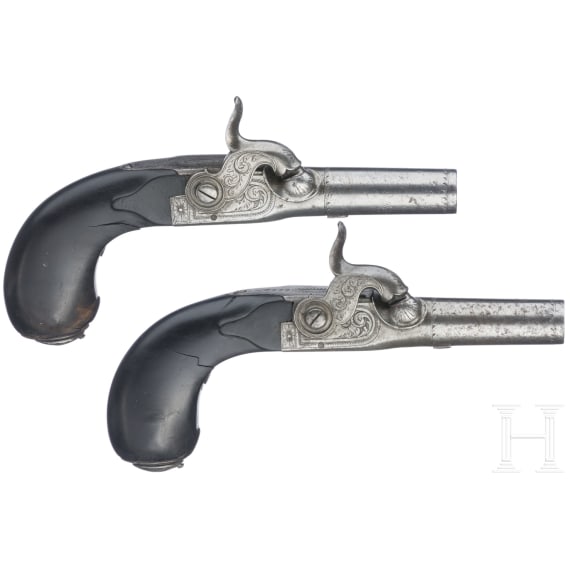 A pair of percussion pocket pistols, Li&egrave;ge, circa 1840