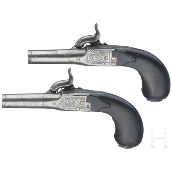A pair of percussion pocket pistols, Li&egrave;ge, circa 1840