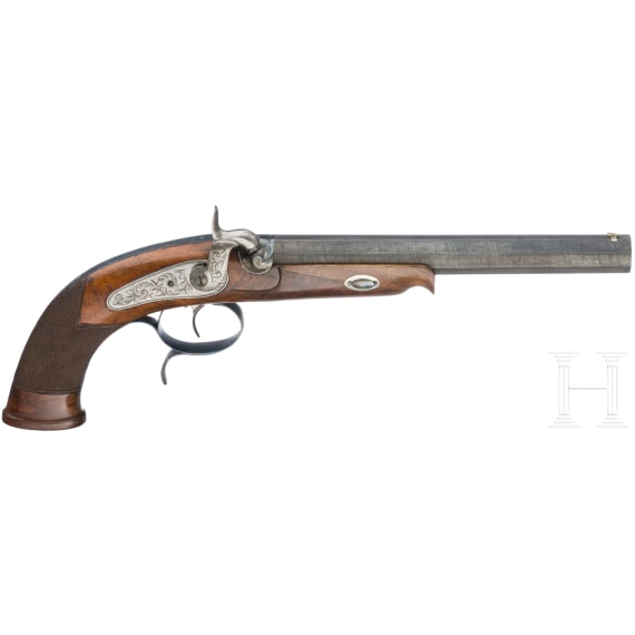 A cased pair of German percussion pistols by Tanner in Hanover, circa 1840