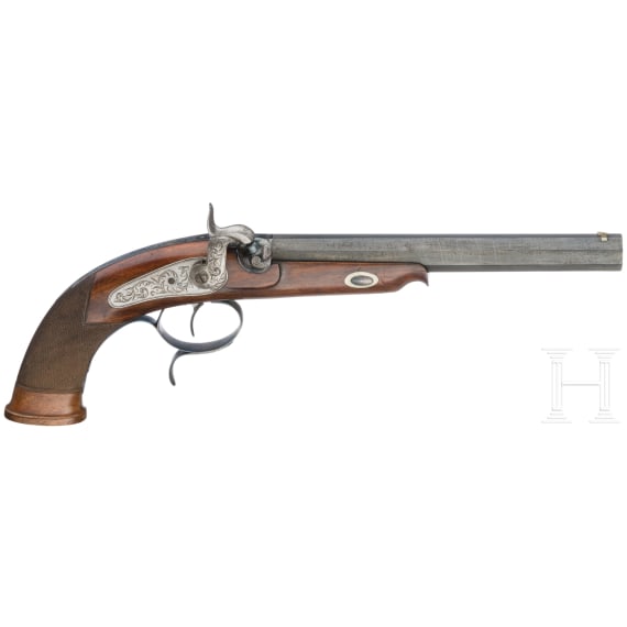 A cased pair of German percussion pistols by Tanner in Hanover, circa 1840
