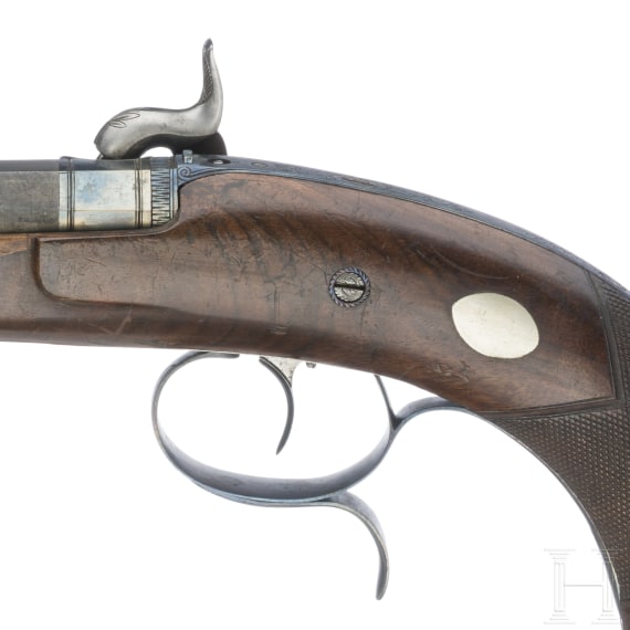 A cased pair of German percussion pistols by Tanner in Hanover, circa 1840