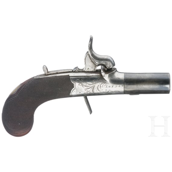 A pair of boxlock pocket pistols by Richard Hollis in London, circa 1840