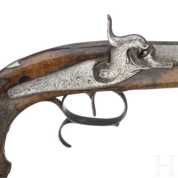 A pair of Belgian percussion pistols, circa 1840