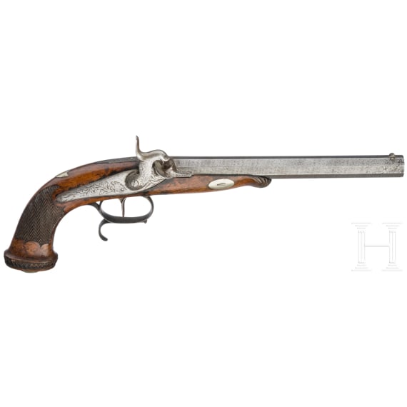 A pair of Belgian percussion pistols, circa 1840