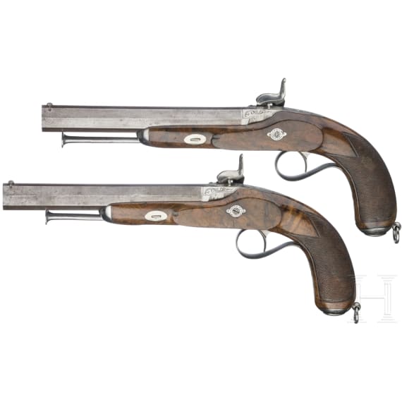 A pair of percussion pistols, Devisme in Paris, circa 1840