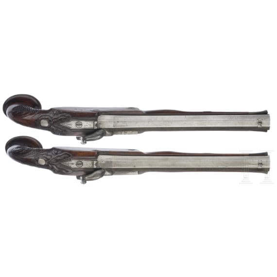 A pair of percussion pistols by Michael Neuber in Amberg, circa 1840