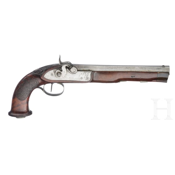 A pair of percussion pistols by Michael Neuber in Amberg, circa 1840
