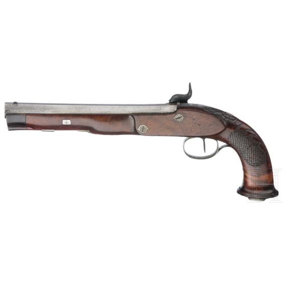 A pair of percussion pistols by Michael Neuber in Amberg, circa 1840