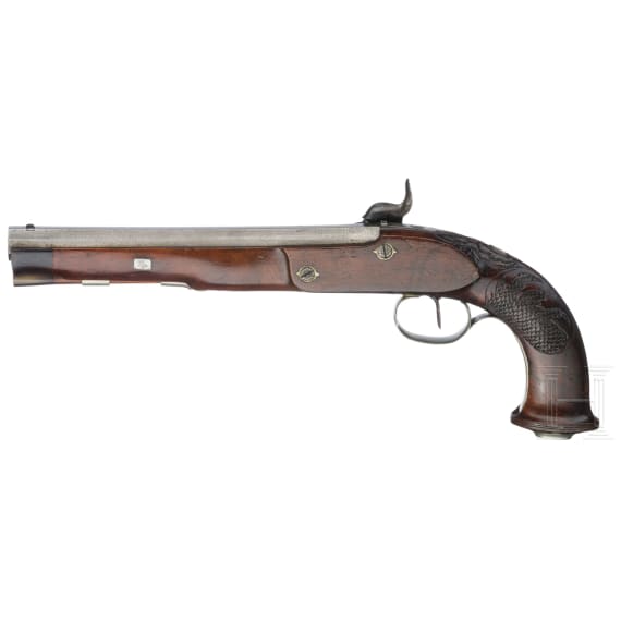 A pair of percussion pistols by Michael Neuber in Amberg, circa 1840