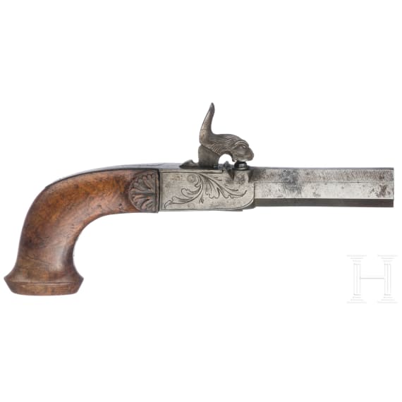 Four Belgian percussion boxlock pistols, circa 1840