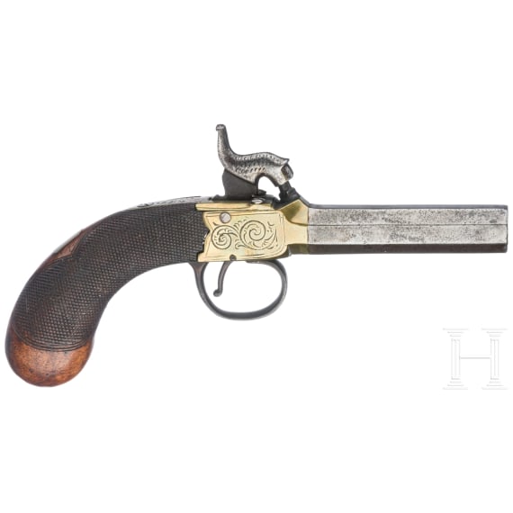 Four Belgian percussion boxlock pistols, circa 1840